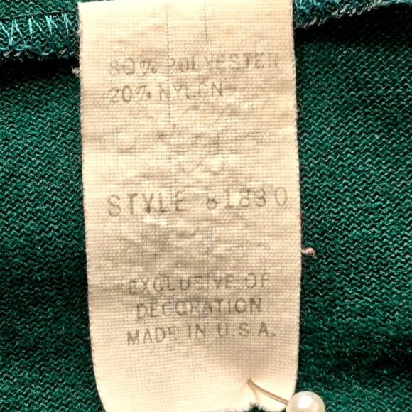 Komar Vtg 90s Housecoat Robe Nightgown M Dark Green Velvet White Collar Lace USA - Picture 10 of 16